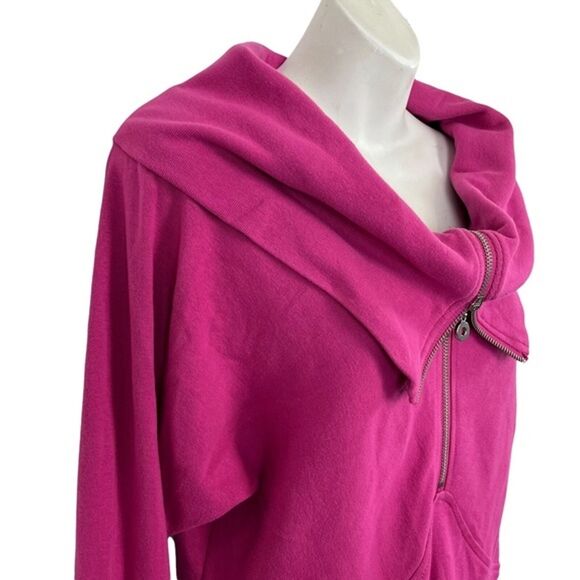 SOFT SURROUNDINGS Pink Quarter Zip Long Sleeve Cowl Neck Pullover Sweatshirt S - Picture 6 of 16